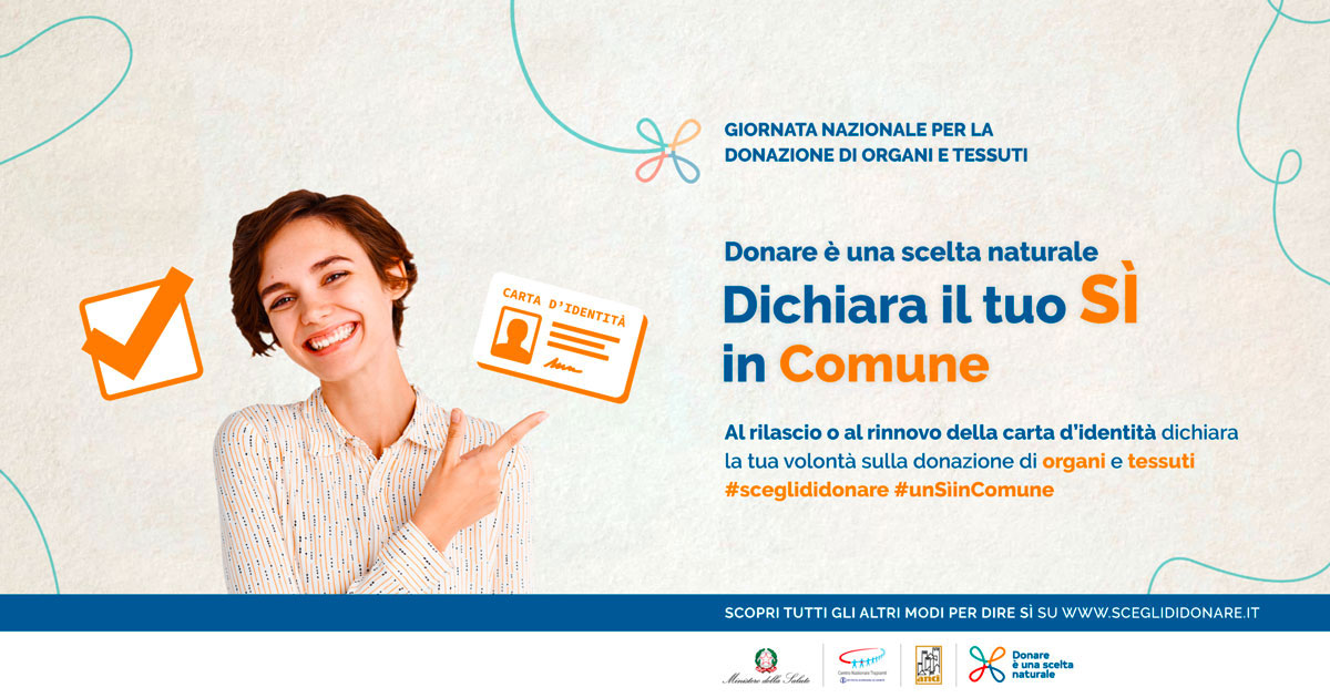 Immagine relativa alla notizia “Dichiara il tuo Sì in Comune” - Campagna ANCI per Giornata nazionale per la donazione di organi e tessuti